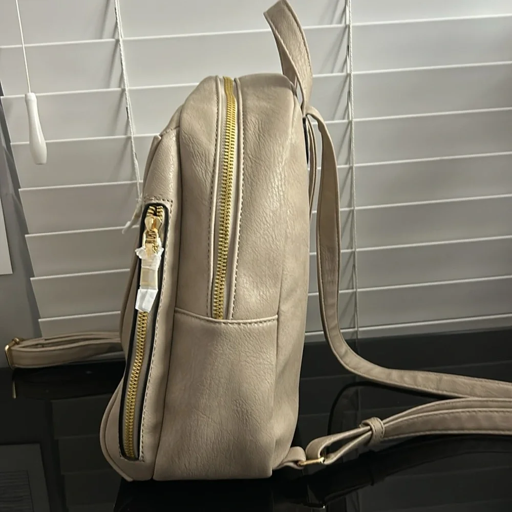 Atrie Vegan Leather Backpack – Taupe – Gold Tone Hardware – NWT